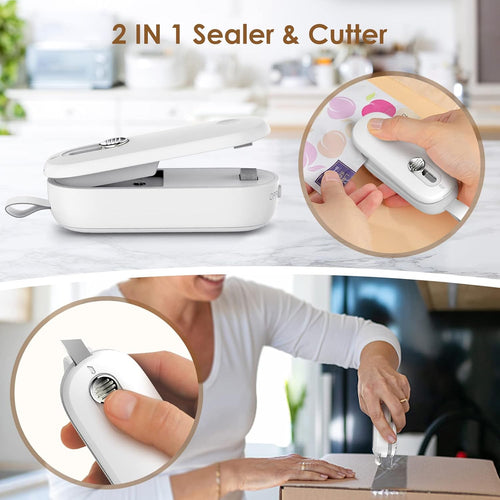 Bag Sealer Mini, 2 IN 1 Heat Sealer & Cutter Battery Powered